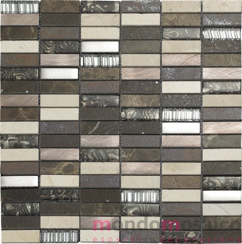 Mosaico in vetro e marmo con tessere piccole beige — Mondo Mosaico