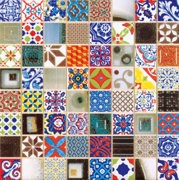 Mosaico in ceramica include piastrelle di ogni paese, comprese idrauliche