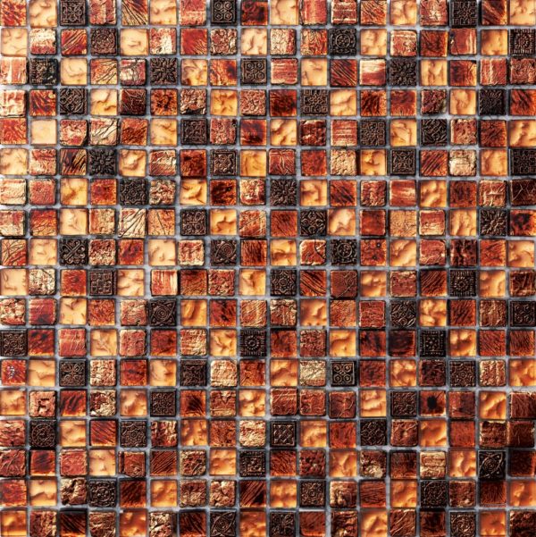 Mosaico in vetro pietra color rame anticato