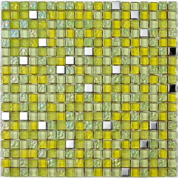 Mosaico vetroso con tessere piccole colr giallo limone