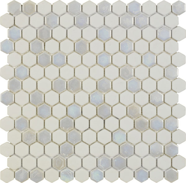 mosaico esagonale bianco