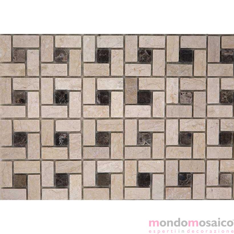 Mosaico a nido d'api beige marrone per rivestimenti di bagni.